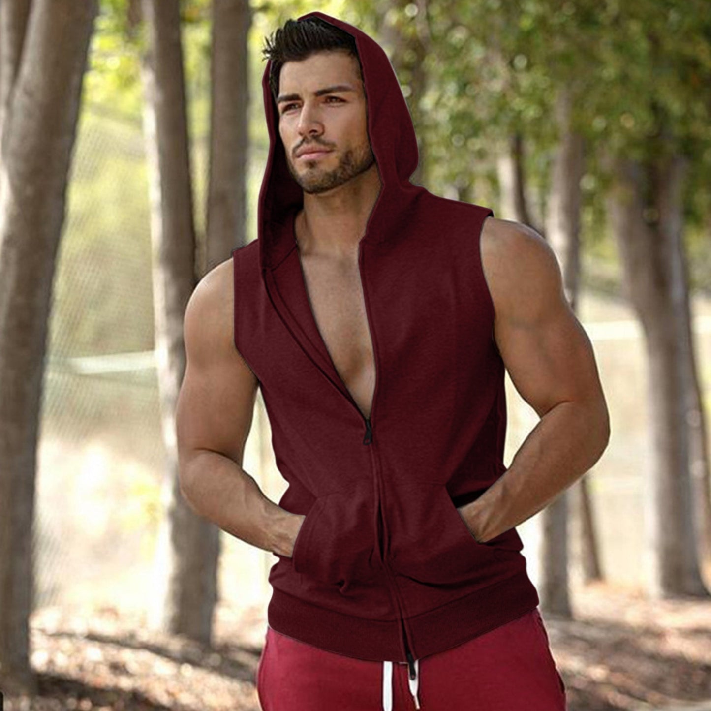 Sleeveless Zip Up Hoodie